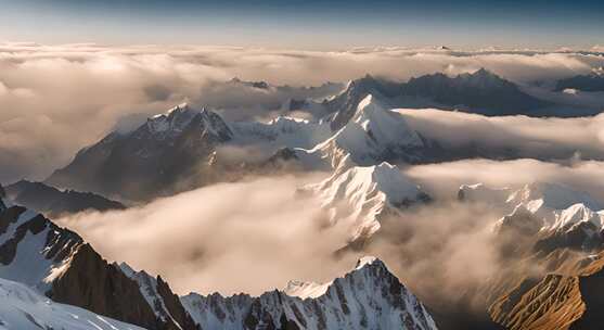 雪山云雾阳光山峰云海日出自然生态环境风景