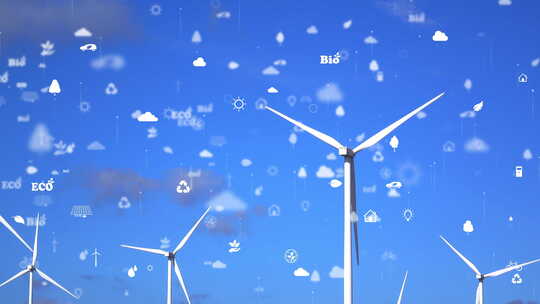 风力发电与全息数据概念视频素材模板下载