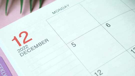 带有12月月份的日历的详细信息视频素材模板下载