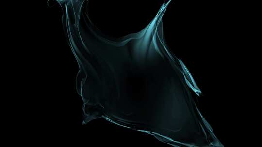 抽象蓝烟在黑色背景上动画。