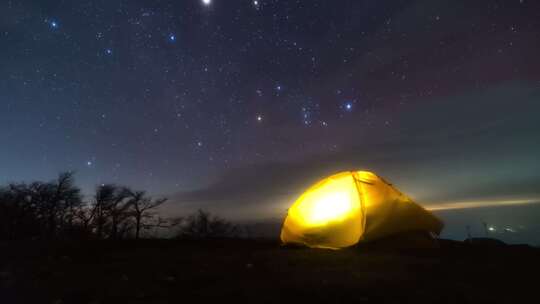 户外唯美夜晚星空银河延时