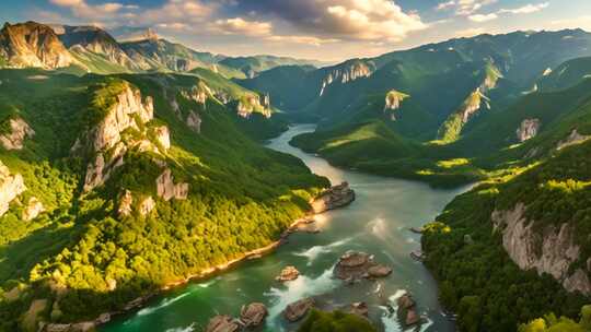 山川河流自然风光全景