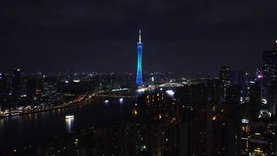 广州市城市建筑风光夜景航拍