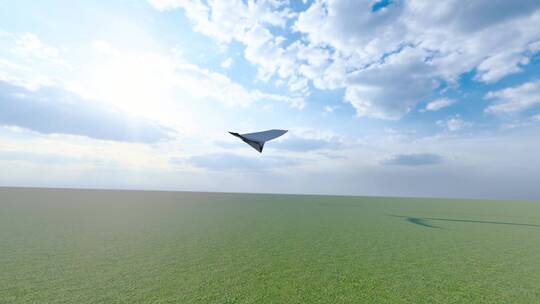 纸飞机飞越阳光草地视频素材模板下载