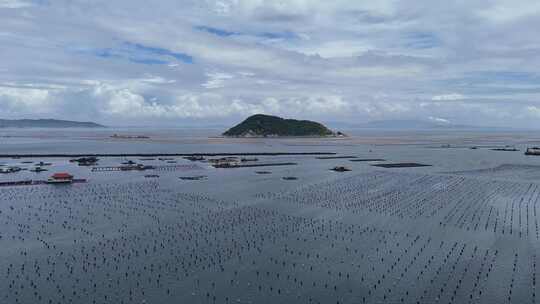 渔民海上海鲜养殖水产航拍