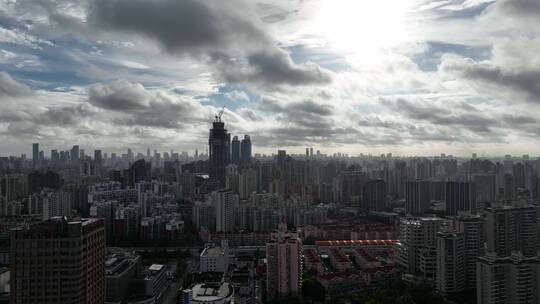 上海浦西徐家汇航拍空镜