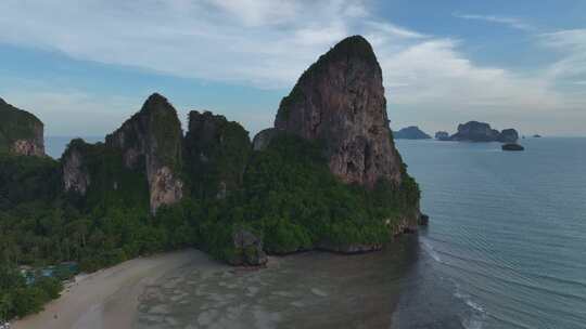 HDR航拍泰国甲米莱雷半岛海滨自然风光