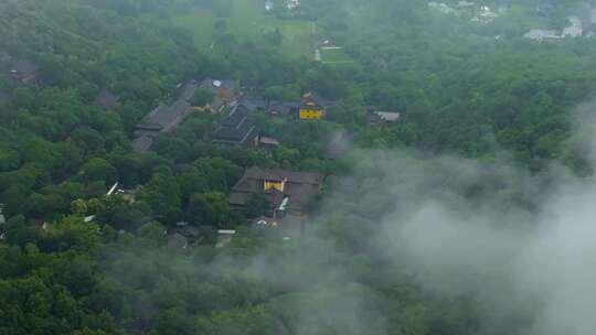 杭州西湖灵隐景区云雾航拍