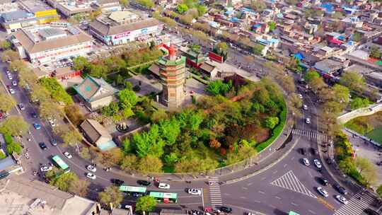 航拍安阳文峰塔 天宁寺