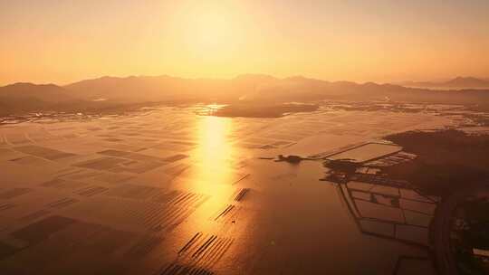 惠东盐州岛日落光影航拍视频4K-60P