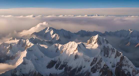 雪山云雾阳光山峰云海日出自然生态环境风景