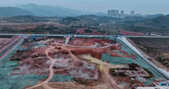 高清实拍建筑工地塔吊农民工