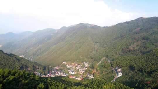 杭州富阳安顶山山村风景航拍