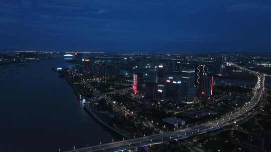 广州南沙灵山岛夜景航拍