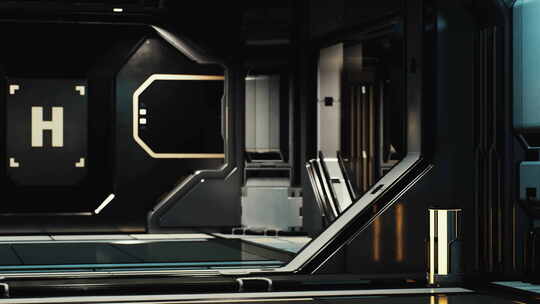 现实的未来科幻飞船走廊