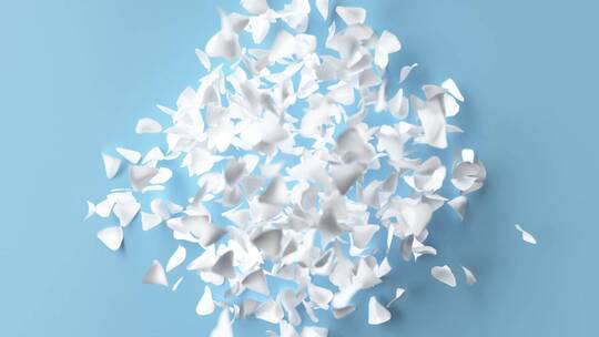 蓝色背景白色花瓣爆炸创意3D素材