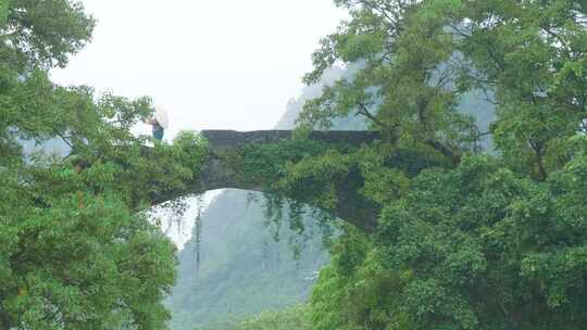 桂林山水阳朔遇龙河烟雨意境风光