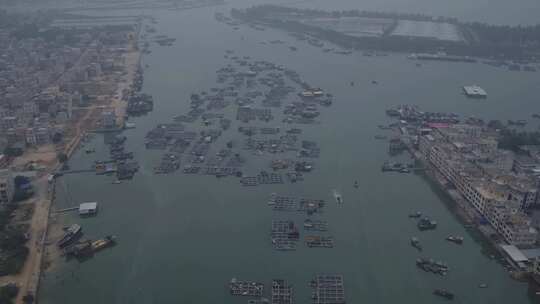 广东雷州海港渔业养殖场养殖厂航拍视频素材模板下载