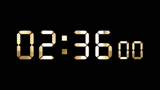 4K金色液晶数字倒数3分钟精确毫秒