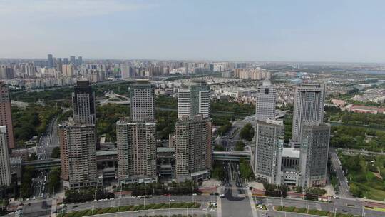 河南郑州会展中心高楼建筑航拍