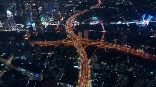 上海城市夜景航拍