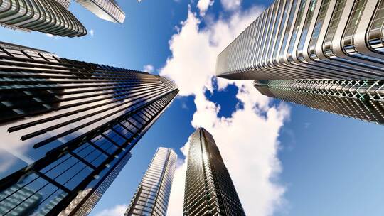 高端办公楼玻璃幕墙延时