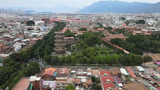 大气 航拍 福建 泉州 西街 东西塔 开元寺