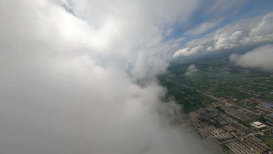 穿越机航拍清晨白云端穿云白色棉花云层视频素材模板下载