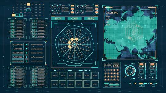 科技科幻HUD屏幕交互界面大数据互联网UI界面 (4)视频素材模板下载