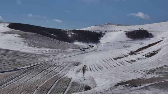 航拍冬天北方冬季 农村雪景