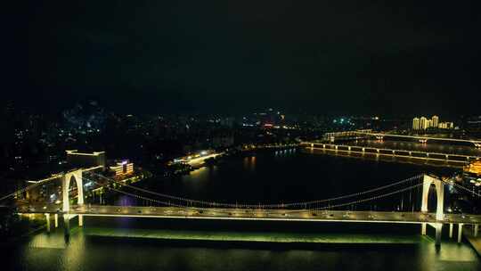 广西柳州红光大桥夜景灯光航拍