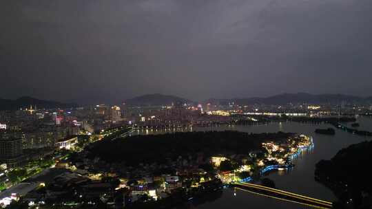 广东肇庆星湖国际湿地公园岩前村夜景