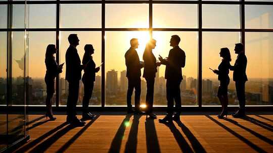 商业写字楼白领商务团队握手公司合作洽谈