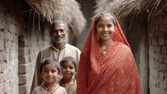 印度乡村家庭的幸福生活温馨瞬间