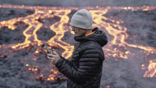 人，无人机摄影，摄影师，火山