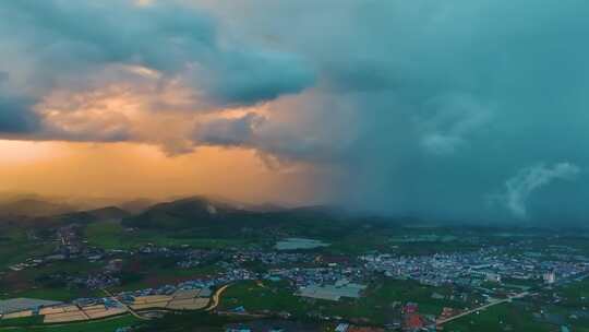 航拍下雨过程