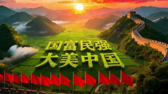 长城日出下的大美中国景观