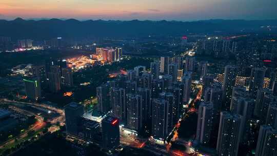 航拍重庆科学城大学城熙街夜景视频素材模板下载