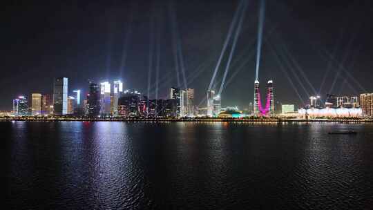 杭州奥体中心夜景视频素材模板下载