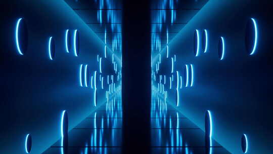 蓝色抽象霓虹隧道背景动画