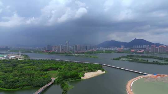 厦门集美区园博苑城市河流桥梁及周边景观