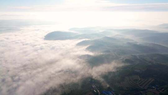 航拍清晨山川云海云雾风景