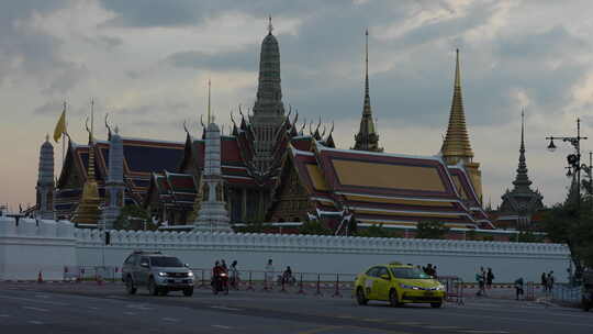 泰国曼谷大皇宫清迈街道景点晚霞黄昏郊区