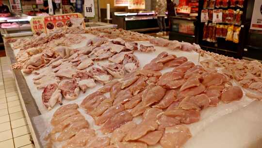 超市生鲜肉类柜台视频素材模板下载