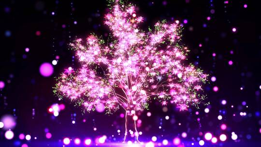 唯美梦幻背景粉色粒子树