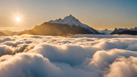 雪山云海日出全景