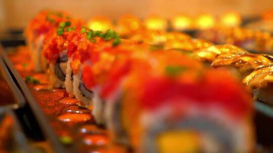 拉焦拍摄美味的寿司视频素材模板下载