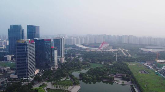 航拍山东淄博城市风貌全景 4k