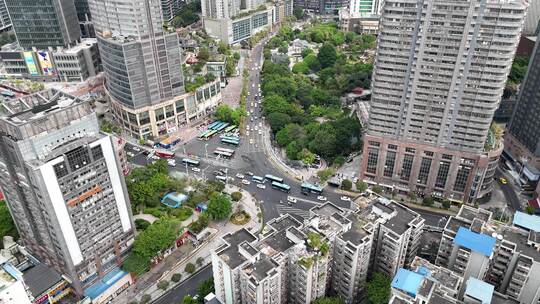 重庆城市复杂的交通航拍