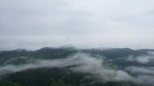 浙江宁波宁海枫槎岭云海风车航拍